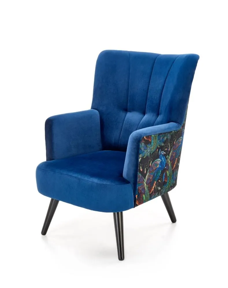 Fotel do salonu PAGONI VELVET granatowy wypoczynkowy | MIRAT. w stylu LOFT kolekcja