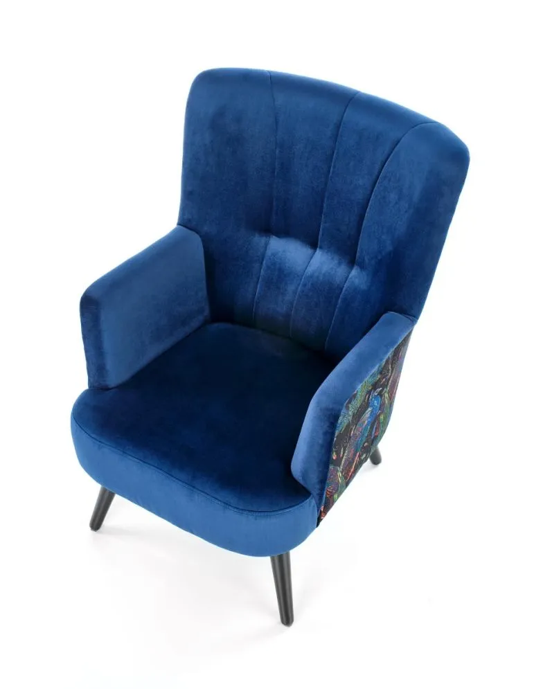 Fotel do salonu PAGONI VELVET granatowy wypoczynkowy | MIRAT. w stylu LOFT kolekcja