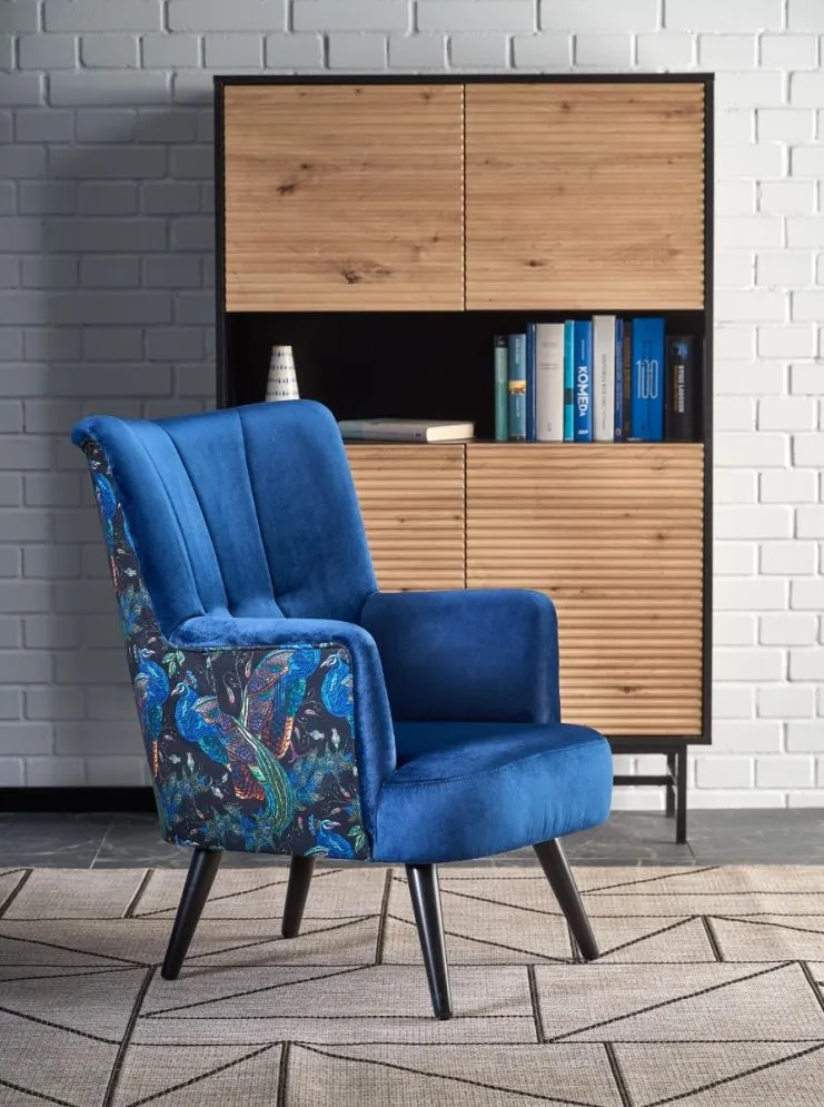 Fotel do salonu PAGONI VELVET granatowy wypoczynkowy | MIRAT. w stylu LOFT kolekcja