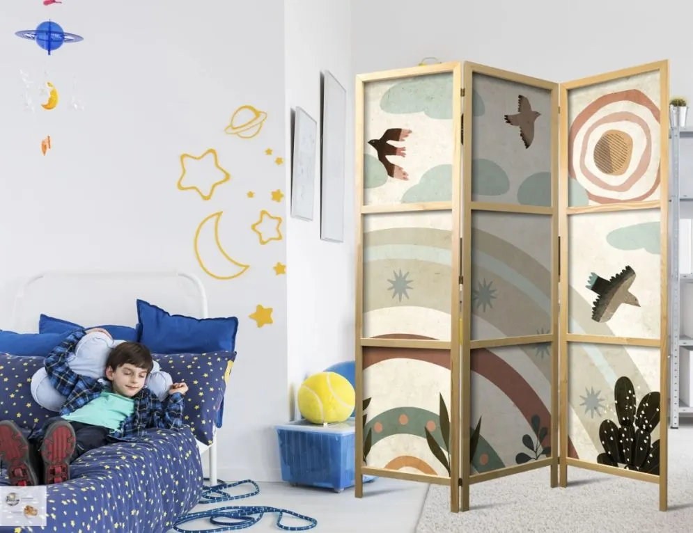 Parawan japoński Dla dzieci 135x172 cm 3-częściowy beżowy - powystawowy I sklep meblowy MIRAT.