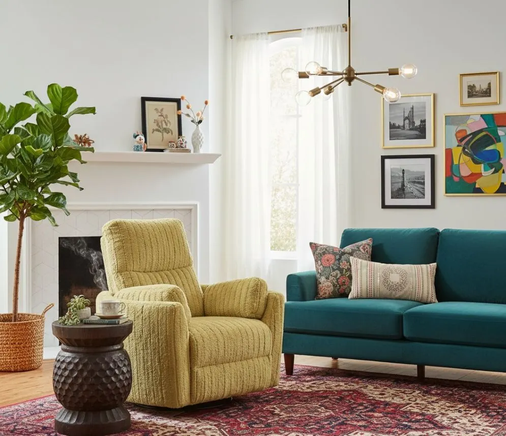 Fotel rozkładany elektrycznie PEGAS musztardowy obracany z funkcją kołyski I sklep meblowy MIRAT.