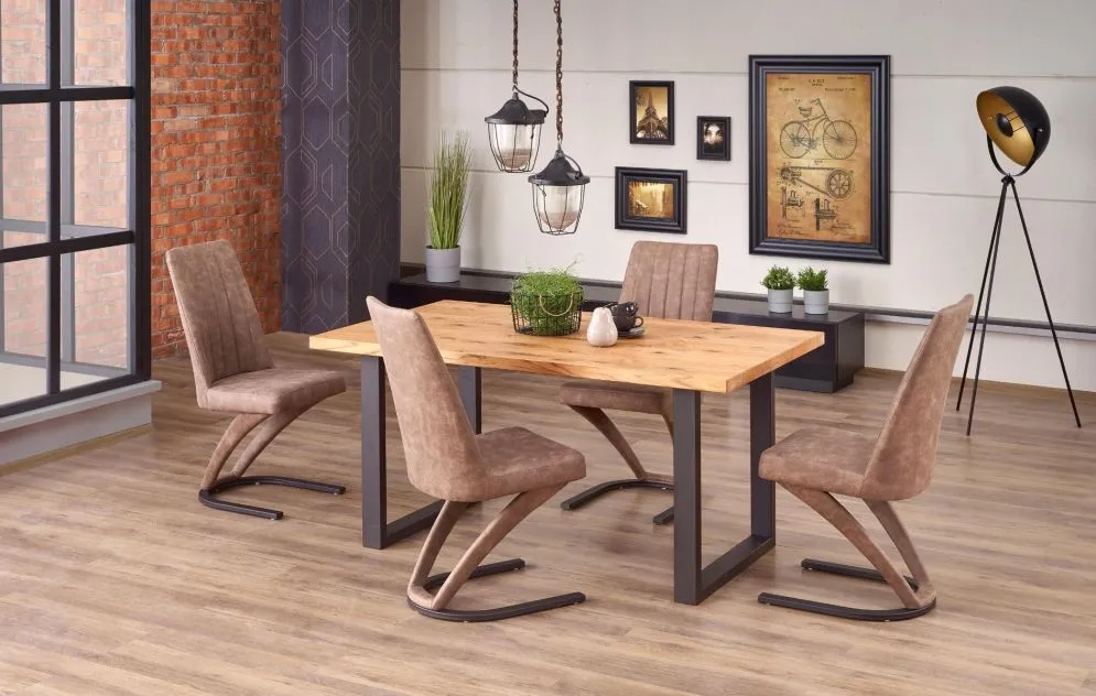 Stół PEREZ 160(250)x90 jasny dąb fornirowany na metalowej podstawie | MIRAT. w stylu LOFT kolekcja