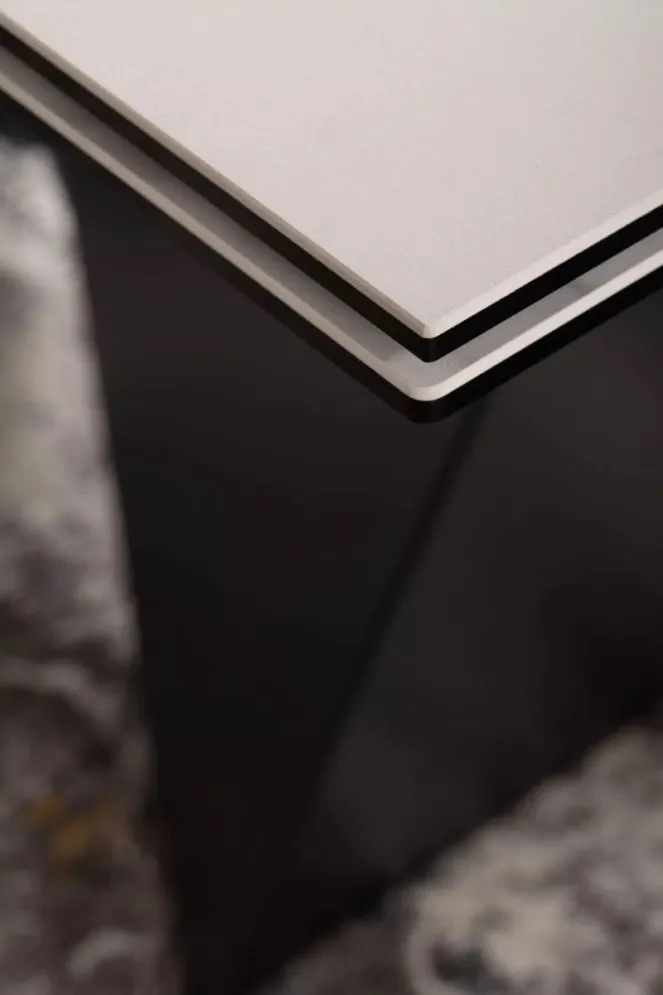 Stół rozkładany PETERSON CERAMIC 160(240)x90 biały marmur/czarny mat w stylu glamour I sklep meblowy MIRAT. styl GLAMOUR