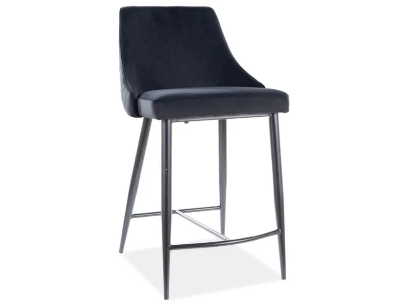 Hoker niski PIANO B H-2 VELVET czarny tapicerowany do kuchni | MIRAT. w stylu GLAMOUR, LOFT kolekcja