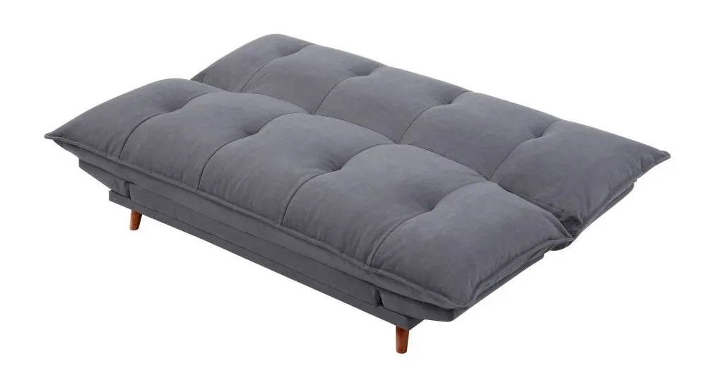 Sofa rozkładana z funkcją spania PILLOW szara na drewnianych nogach I sklep meblowy MIRAT.