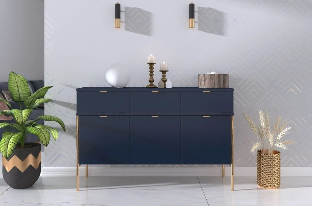 Komoda POLKA granatowa SKANDICA | MIRAT. styl GLAMOUR kolekcja POLKA