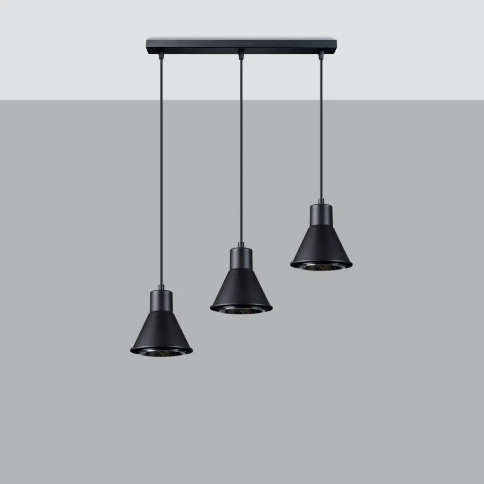 Lampa wisząca TAZILA 3 czarna loftowa [ES111] | sklep MIRAT  kolekcja tazila