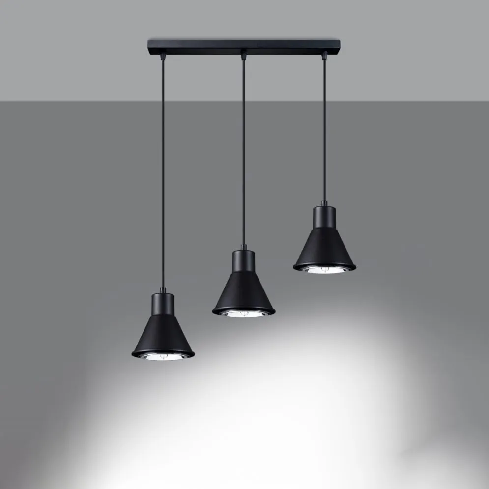 Lampa wisząca TAZILA 3 czarna loftowa [ES111] | sklep MIRAT  kolekcja tazila