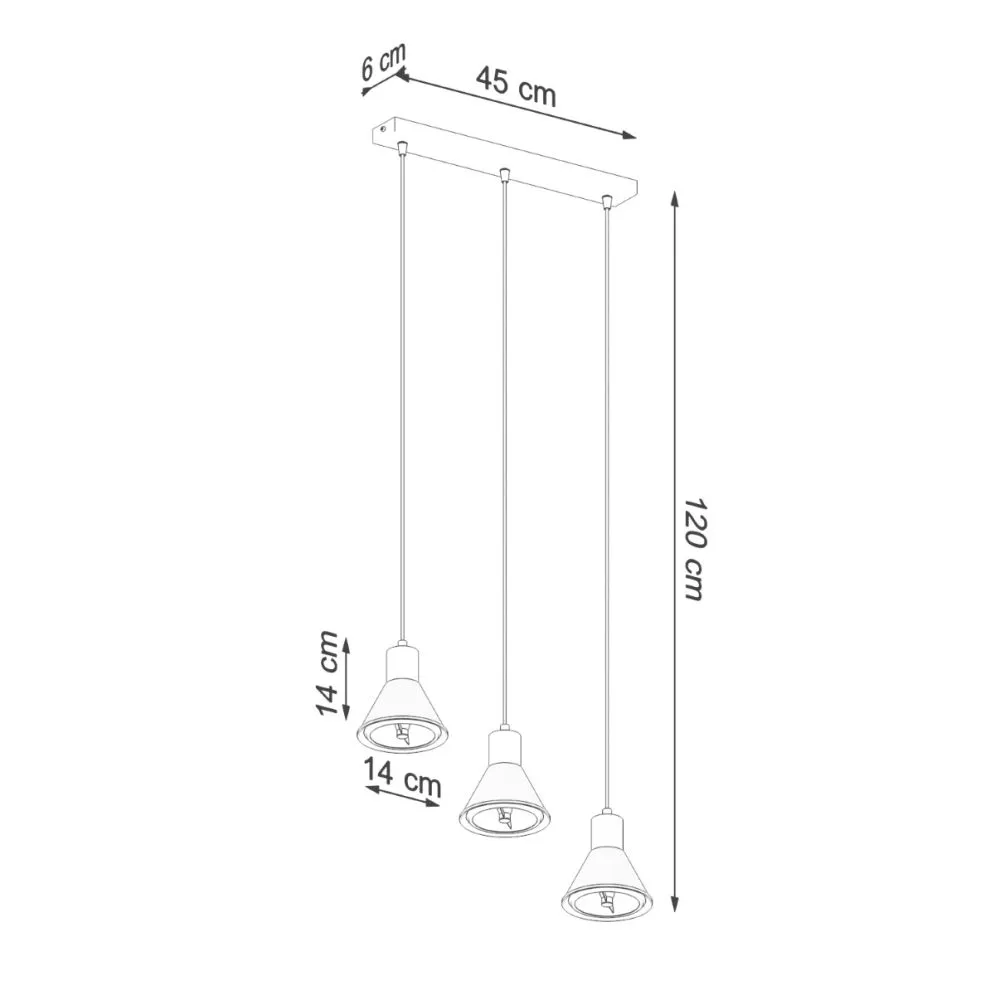 Lampa wisząca TAZILA 3 czarna loftowa [ES111] | sklep MIRAT  kolekcja tazila