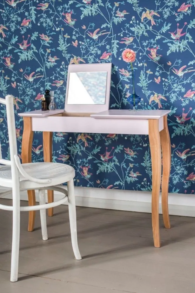 Toaletka z lustrem LILLO 85 cm różowa do sypialni | MIRAT. styl SKANDYNAWSKI