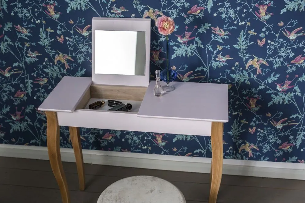 Toaletka z lustrem LILLO 85 cm różowa do sypialni | MIRAT. styl SKANDYNAWSKI