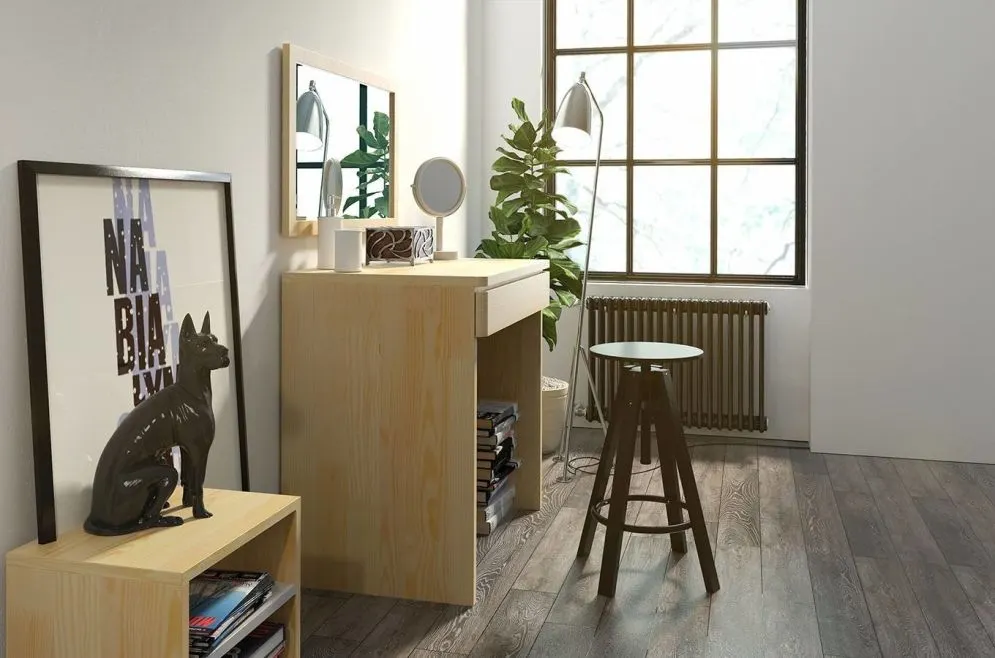 Toaletka ASTRID sosnowa z lustrem drewniana | MIRAT. styl SKANDYNAWSKI