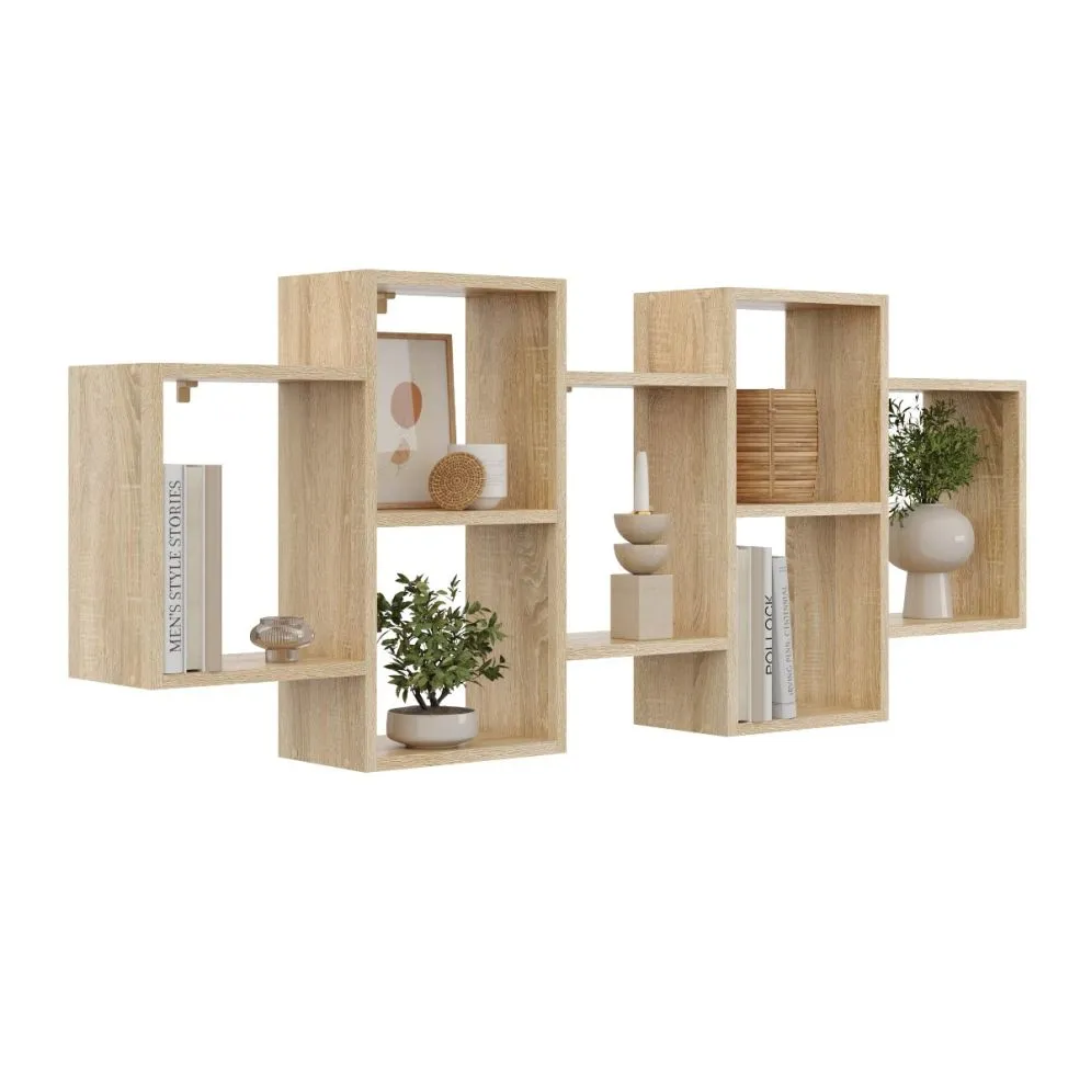 Półka ALESIA 4 dąb sonoma wisząca do salonu | MIRAT. w stylu LOFT kolekcja