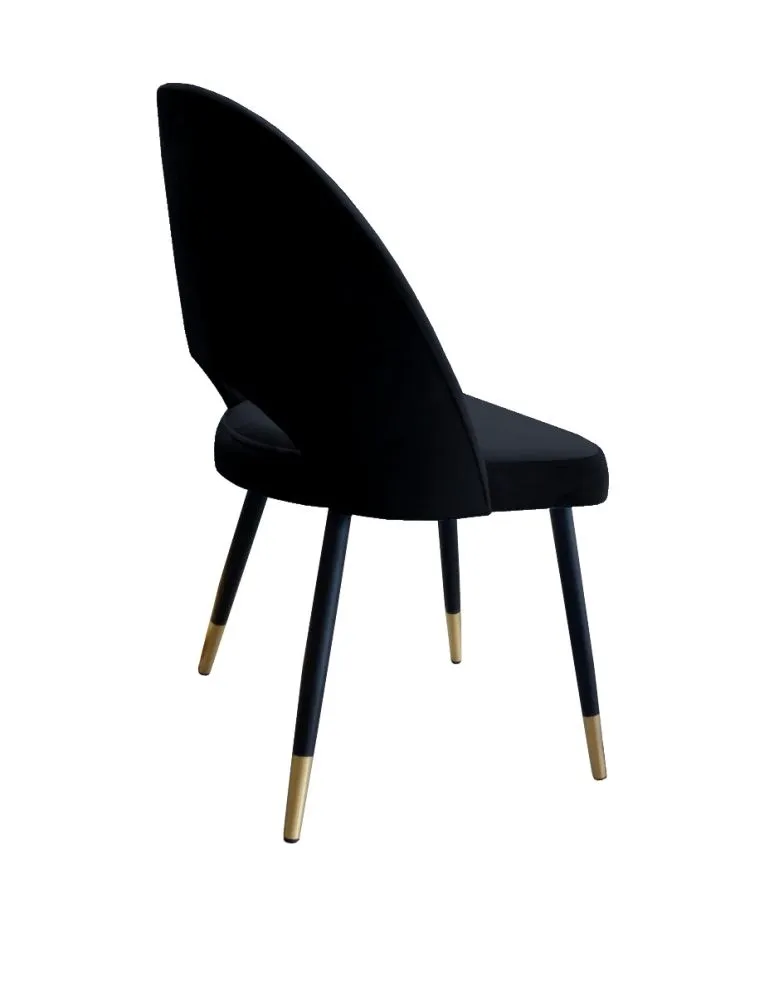 Zestaw krzeseł ISKAR VELVET GOLD 2 szt czarne tapicerowane do salonu | MIRAT. w stylu GLAMOUR kolekcja