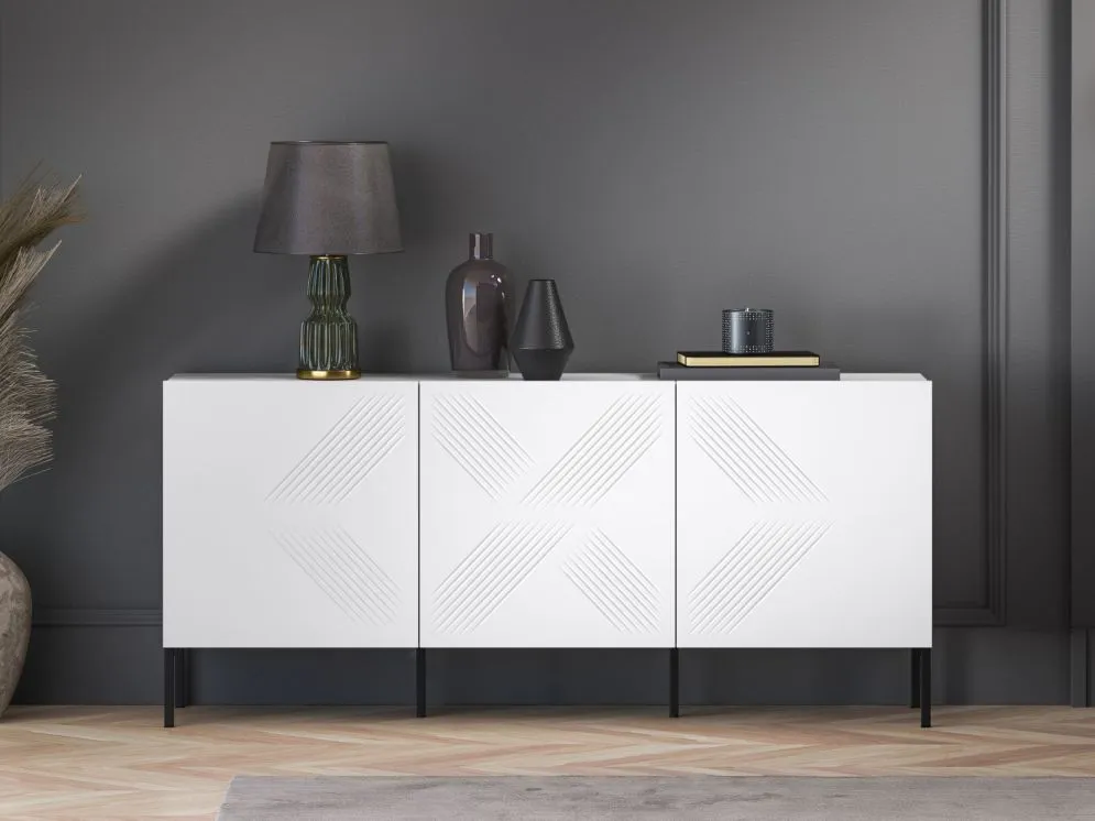 Komoda KLARA 3D biały mat do nowoczesnego salonu I sklep meblowy MIRAT. styl GLAMOUR