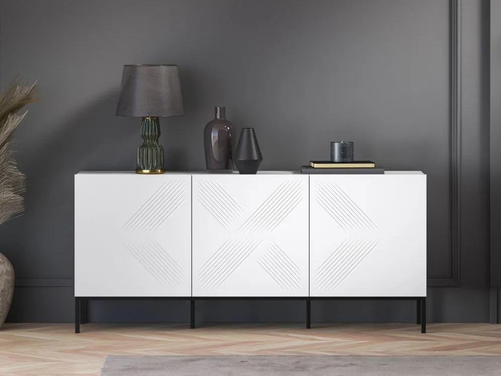 Komoda KLARA 3D biały mat z podstawą w stylu glamour I sklep meblowy MIRAT. styl GLAMOUR