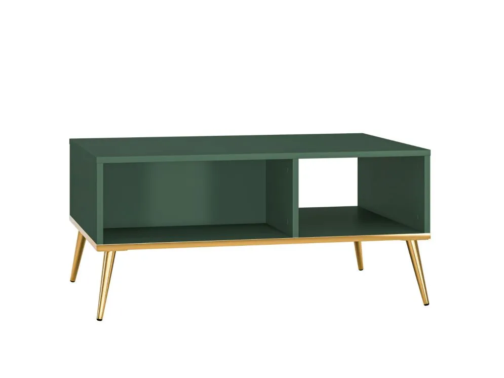 Ława GRIN 90x60 zielona na złotych metalowych nogach I sklep meblowy MIRAT. styl GLAMOUR kolekcja GRIN