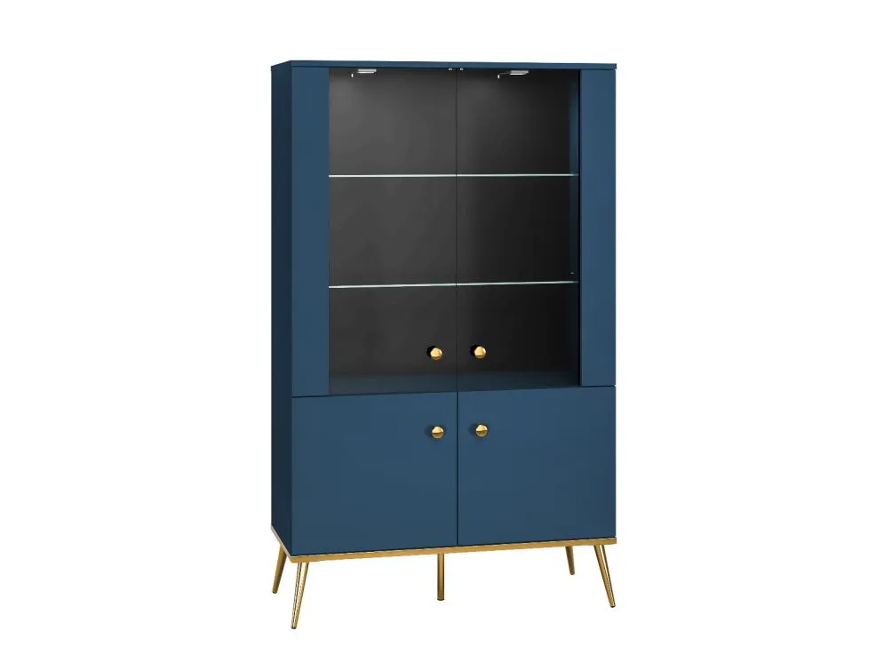 Witryna niska BLU granatowa z cichym domykiem I sklep meblowy MIRAT. styl GLAMOUR kolekcja BLU