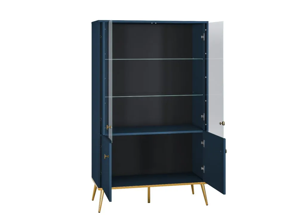 Witryna niska BLU granatowa z cichym domykiem I sklep meblowy MIRAT. styl GLAMOUR kolekcja BLU