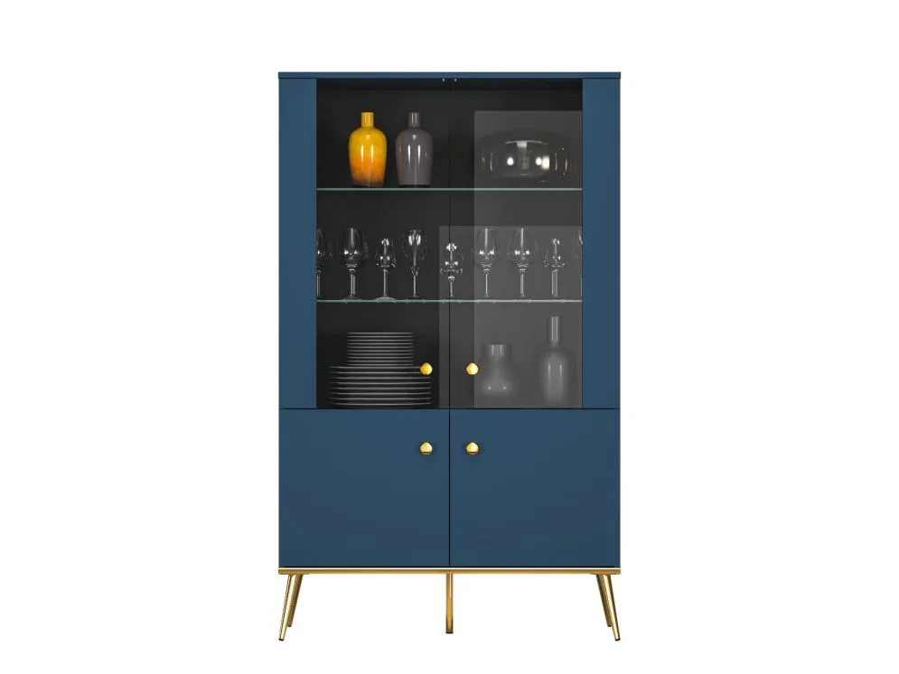 Witryna niska BLU granatowa z cichym domykiem I sklep meblowy MIRAT. styl GLAMOUR kolekcja BLU