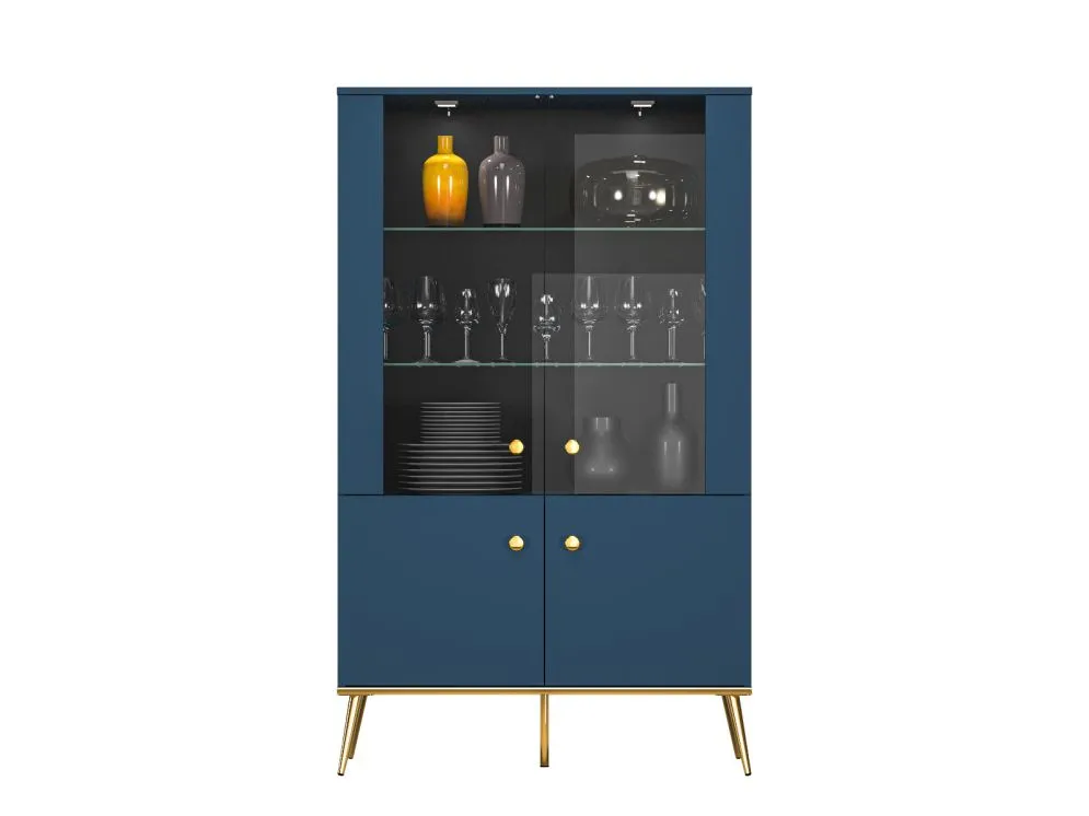 Witryna niska BLU granatowa z cichym domykiem I sklep meblowy MIRAT. styl GLAMOUR kolekcja BLU