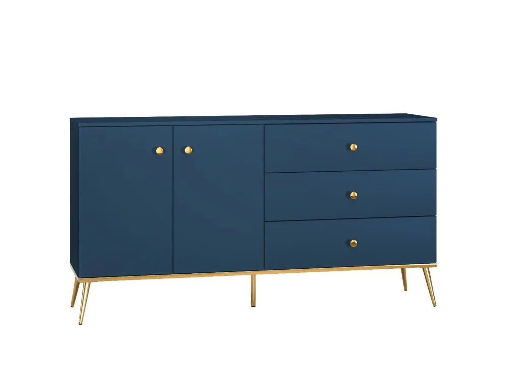 Komoda BLU 2D3S granatowa trzyszufladowa nowoczesna I sklep meblowy MIRAT. styl GLAMOUR kolekcja BLU