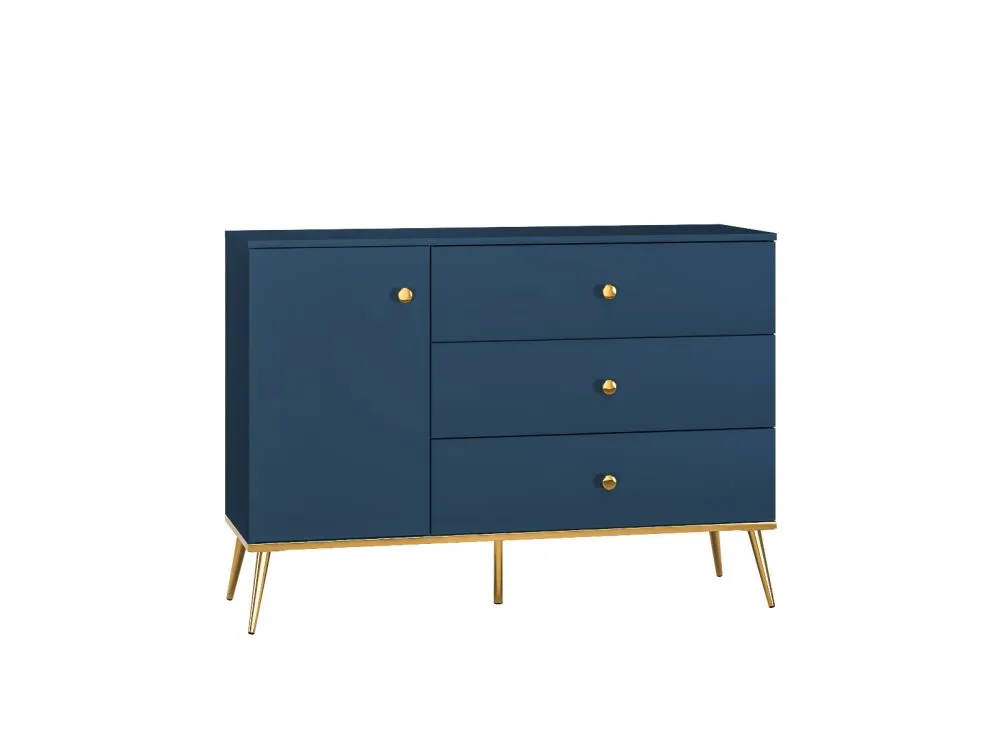 Komoda BLU 1D3S granatowa do salonu i sypialni I sklep meblowy MIRAT. styl GLAMOUR kolekcja BLU