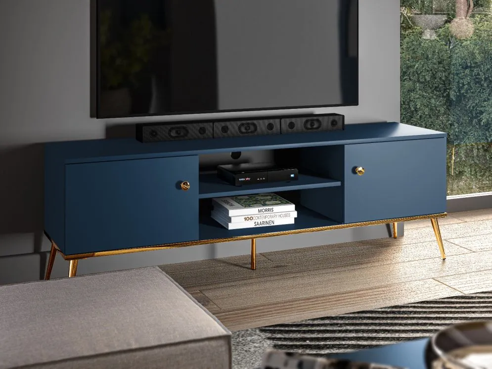 Szafka RTV BLU 160 granatowa w stylu glamour I sklep meblowy MIRAT. styl GLAMOUR kolekcja BLU