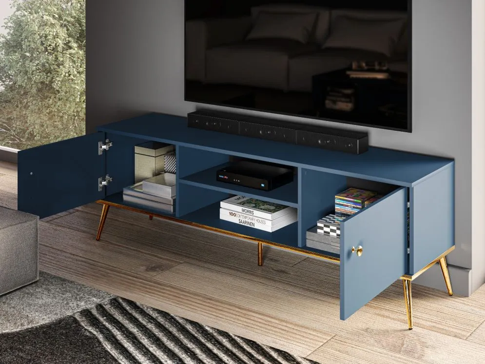 Szafka RTV BLU 160 granatowa w stylu glamour I sklep meblowy MIRAT. styl GLAMOUR kolekcja BLU