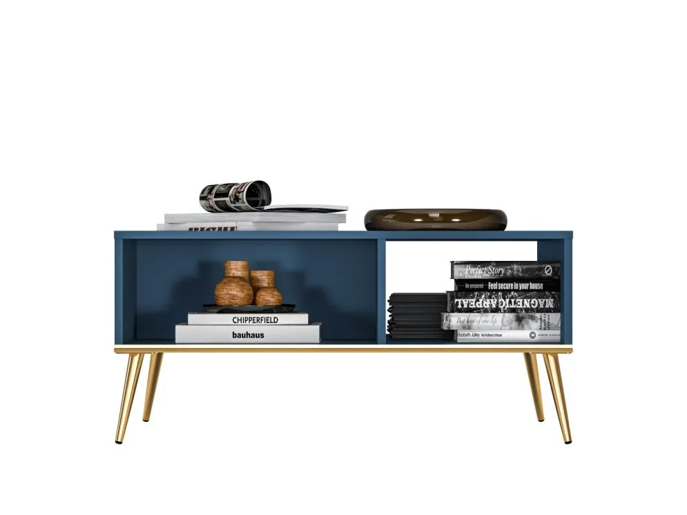 Ława BLU 90x60 granatowa z półką w stylu glamour I sklep meblowy MIRAT. styl GLAMOUR kolekcja BLU