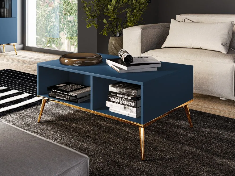 Ława BLU 90x60 granatowa z półką w stylu glamour I sklep meblowy MIRAT. styl GLAMOUR kolekcja BLU