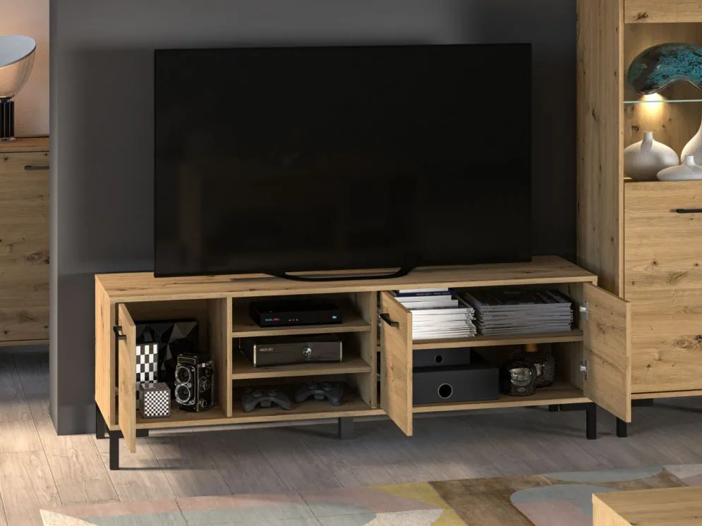 Szafka RTV NIKOLA dąb artisan w stylu loft I sklep meblowy MIRAT. styl LOFT