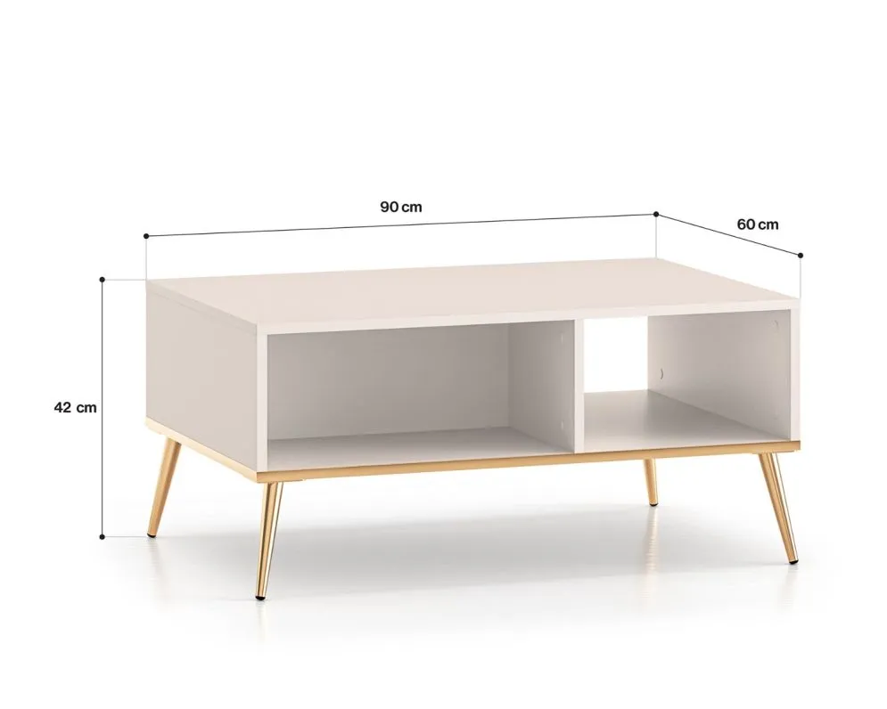Stolik kawowy MELLANIE 90x60 kaszmir/złoty glamour I sklep meblowy MIRAT. styl GLAMOUR