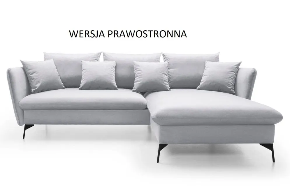 Narożnik z funkcją spania LINDA VELVET szary typu-L I sklep meblowy MIRAT.