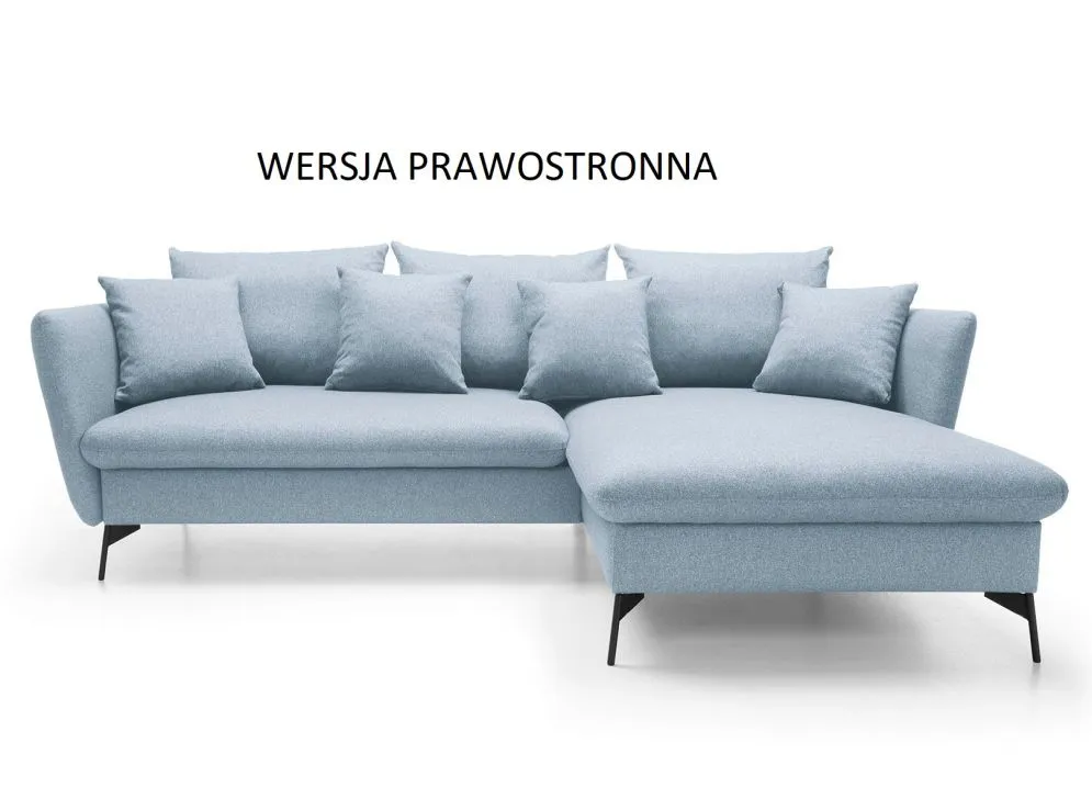 Narożnik z funkcją spania LINDA niebieski z poduszkami I sklep meblowy MIRAT.