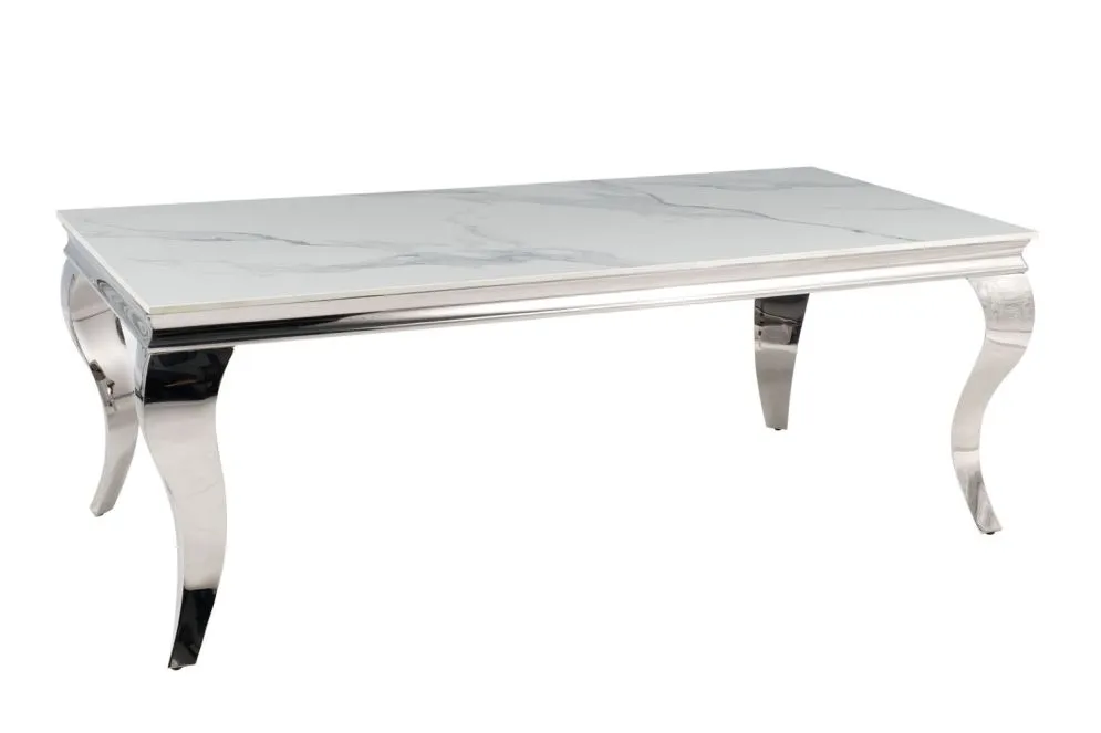 Ława PRINCE A CERAMIC 120x60 biała/chrom w stylu glamour I sklep meblowy MIRAT. styl GLAMOUR