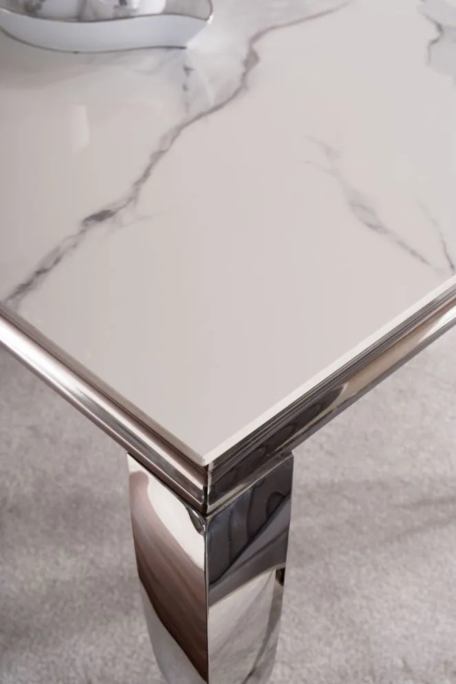 Stół PRINCE CERAMIC 180x90 biały/chrom I sklep meblowy MIRAT. styl GLAMOUR