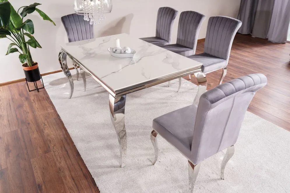 Stół PRINCE CERAMIC 180x90 biały/chrom I sklep meblowy MIRAT. styl GLAMOUR