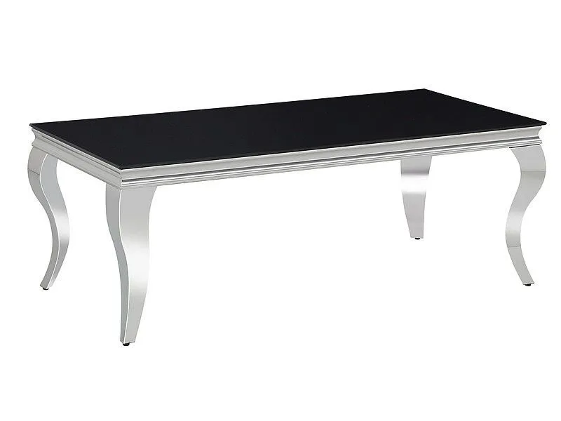 Ława PRINCE A 120x60 czarna/chrom szklana I sklep meblowy MIRAT. styl GLAMOUR