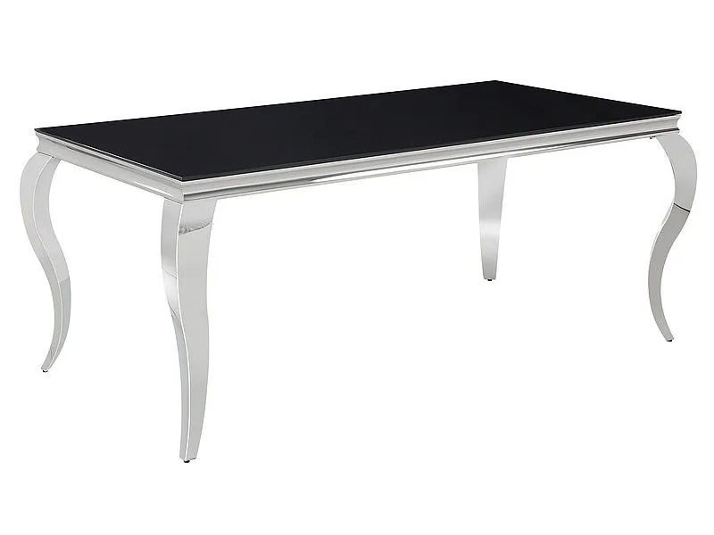 Stół PRINCE 180x90 czarny/chrom szklany elegancki | MIRAT. styl GLAMOUR