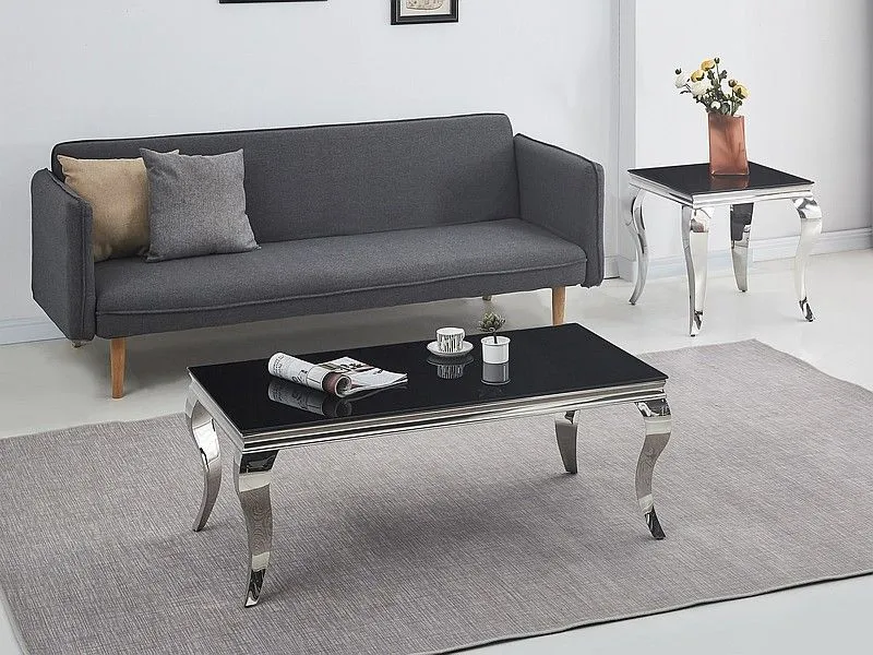 Ława PRINCE A 120x60 czarna/chrom szklana I sklep meblowy MIRAT. styl GLAMOUR