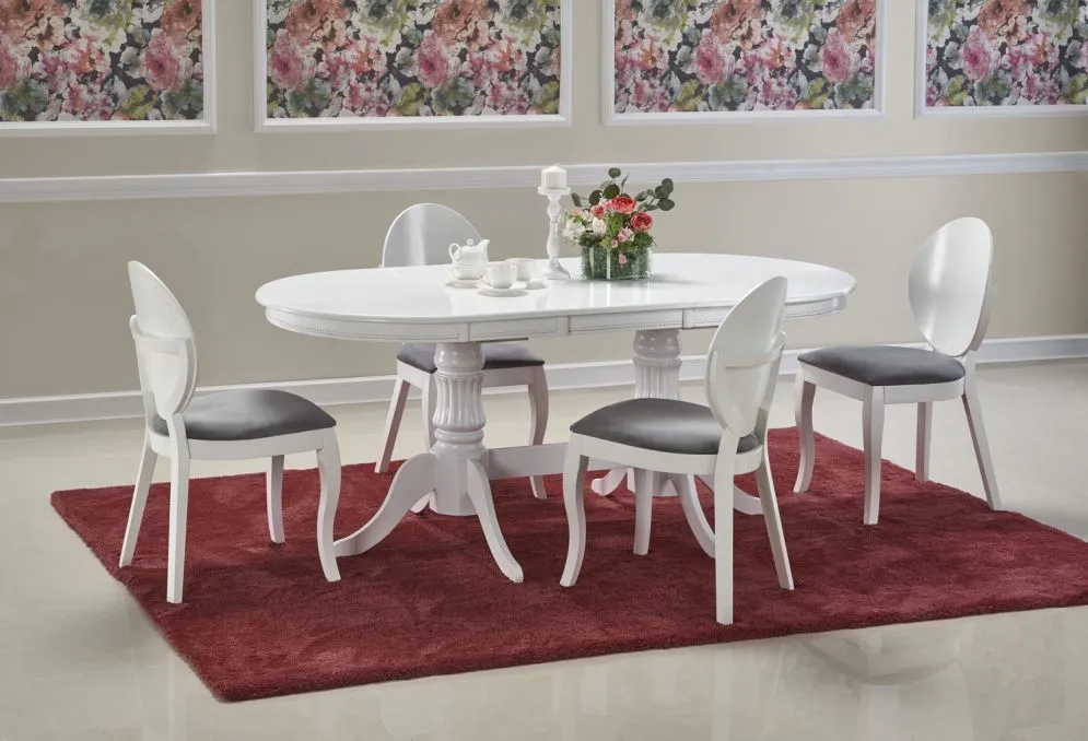 Krzesło VERDI białe drewniane z tapicerowanym siedziskiem | MIRAT. styl GLAMOUR