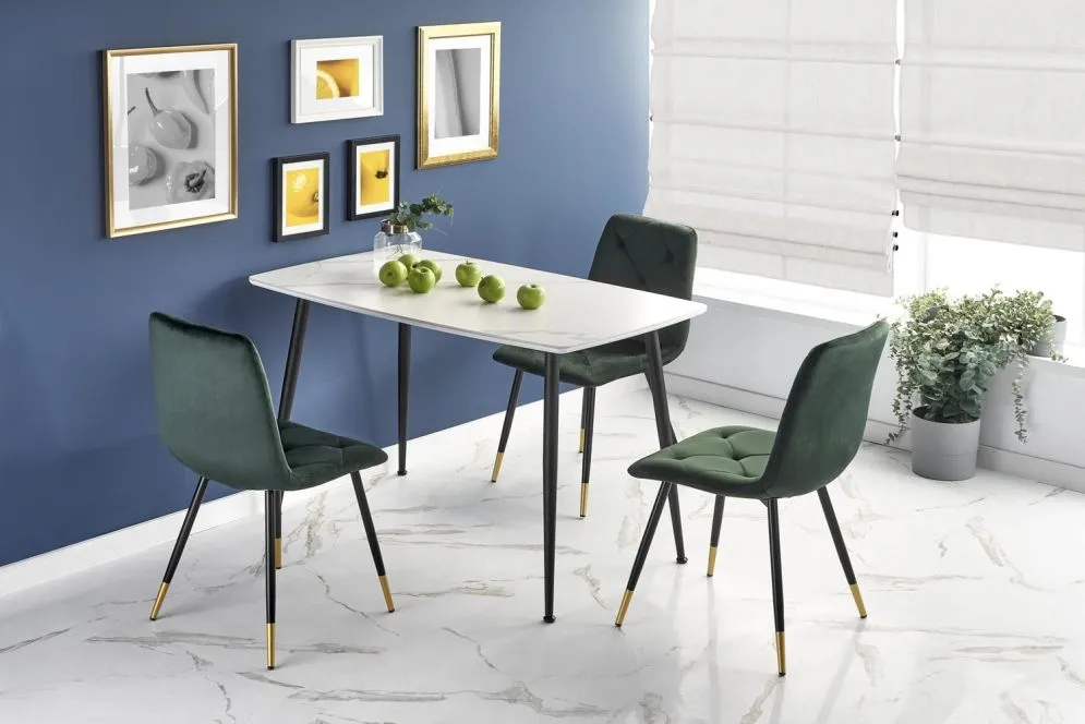Krzesło tapicerowane K438 VELVET ciemnozielone pikowane | MIRAT. styl GLAMOUR