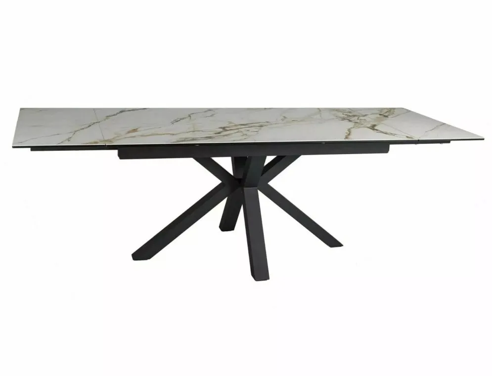 Stół rozkładany COLUMBUS CERAMIC 160(240)x90 biały/czarny mat z blatem ceramicznym I sklep meblowy MIRAT. styl GLAMOUR