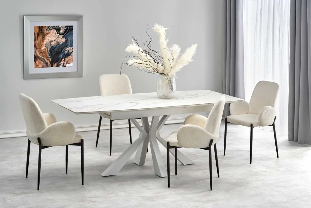 Krzesło tapicerowane K477 kremowe na metalowych nogach | MIRAT. styl LOFT