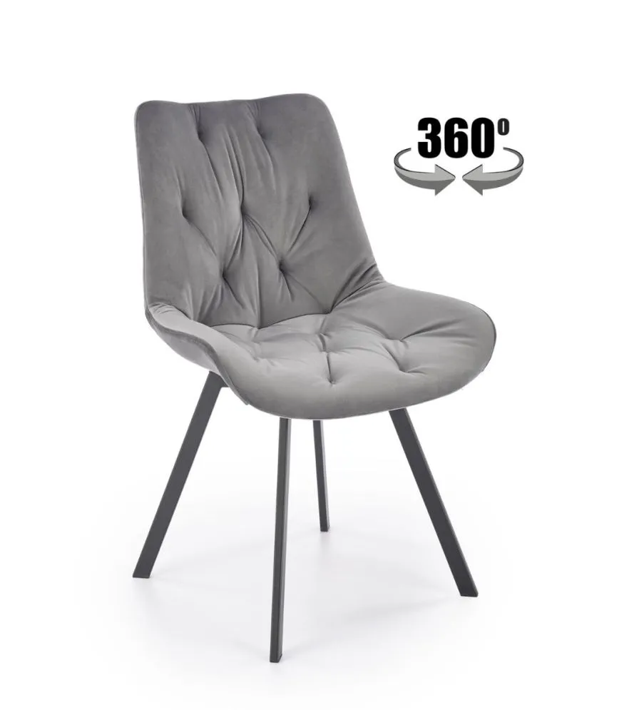 Krzesło tapicerowane K519 VELVET szare pikowane I sklep meblowy MIRAT. styl LOFT
