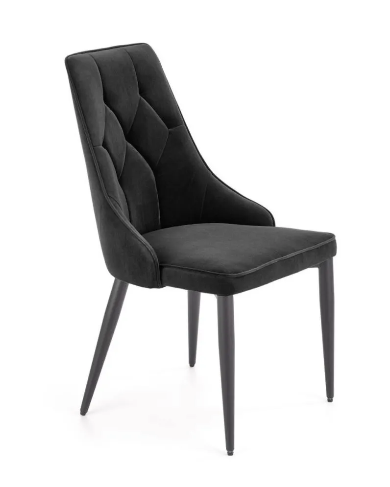 Krzesło tapicerowane K365 VELVET czarne pikowane I sklep meblowy MIRAT.