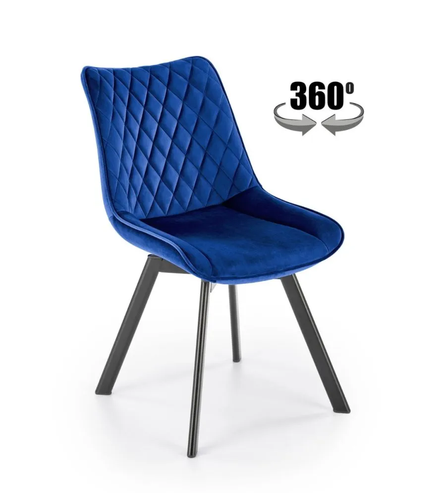 Krzesło tapicerowane K520 VELVET granatowe pikowane I sklep meblowy MIRAT. styl GLAMOUR