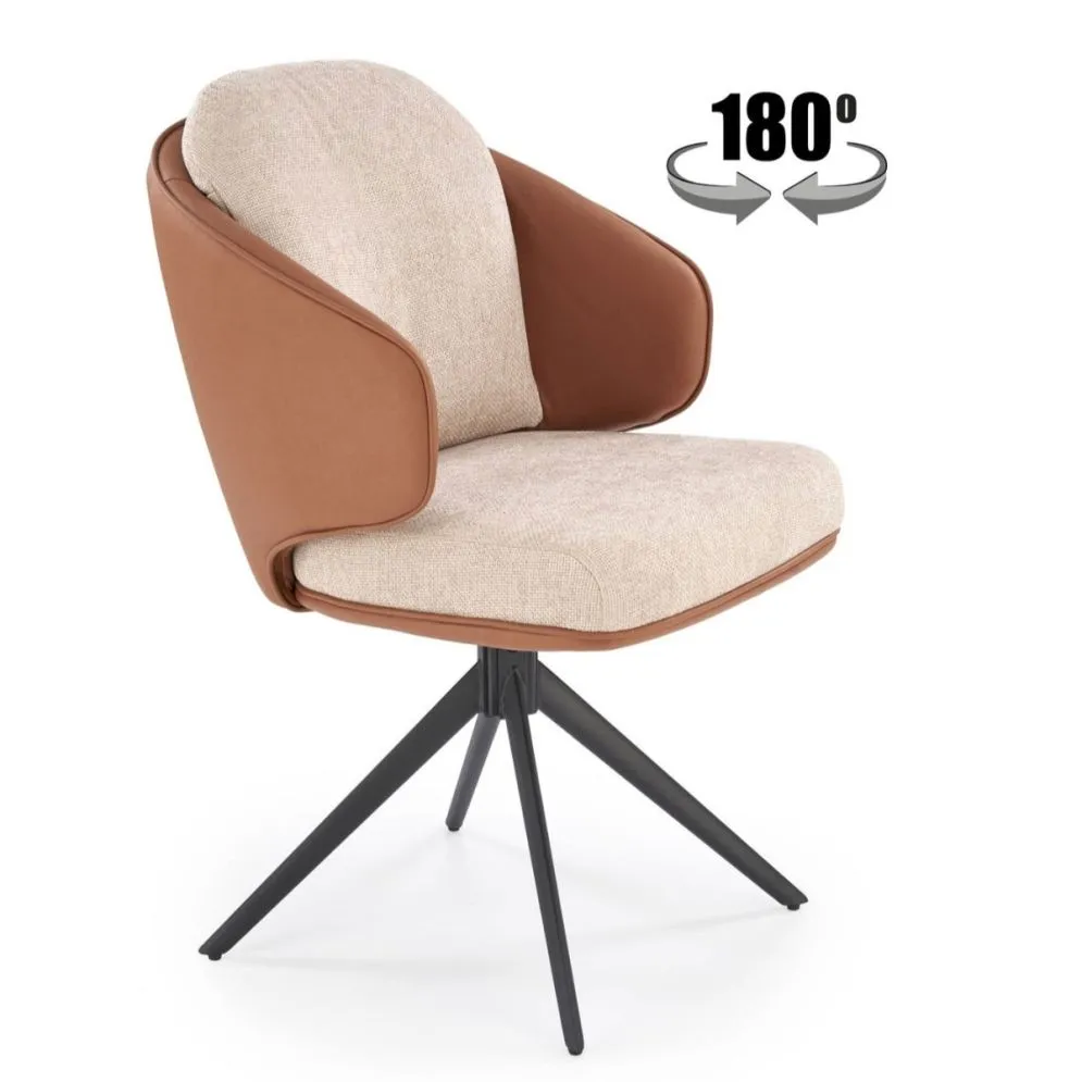 Krzesło tapicerowane K554 brązowe/beżowe obracane o 180° I sklep meblowy MIRAT. styl LOFT