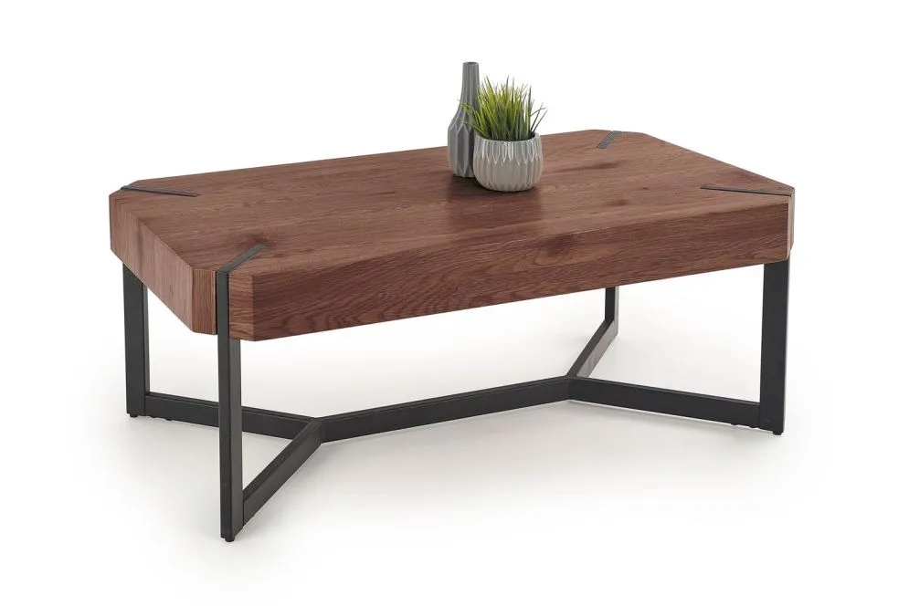 Ława LAVIDA 110x60 orzech/czarny prostokątna I sklep meblowy MIRAT. styl LOFT, SKANDYNAWSKI